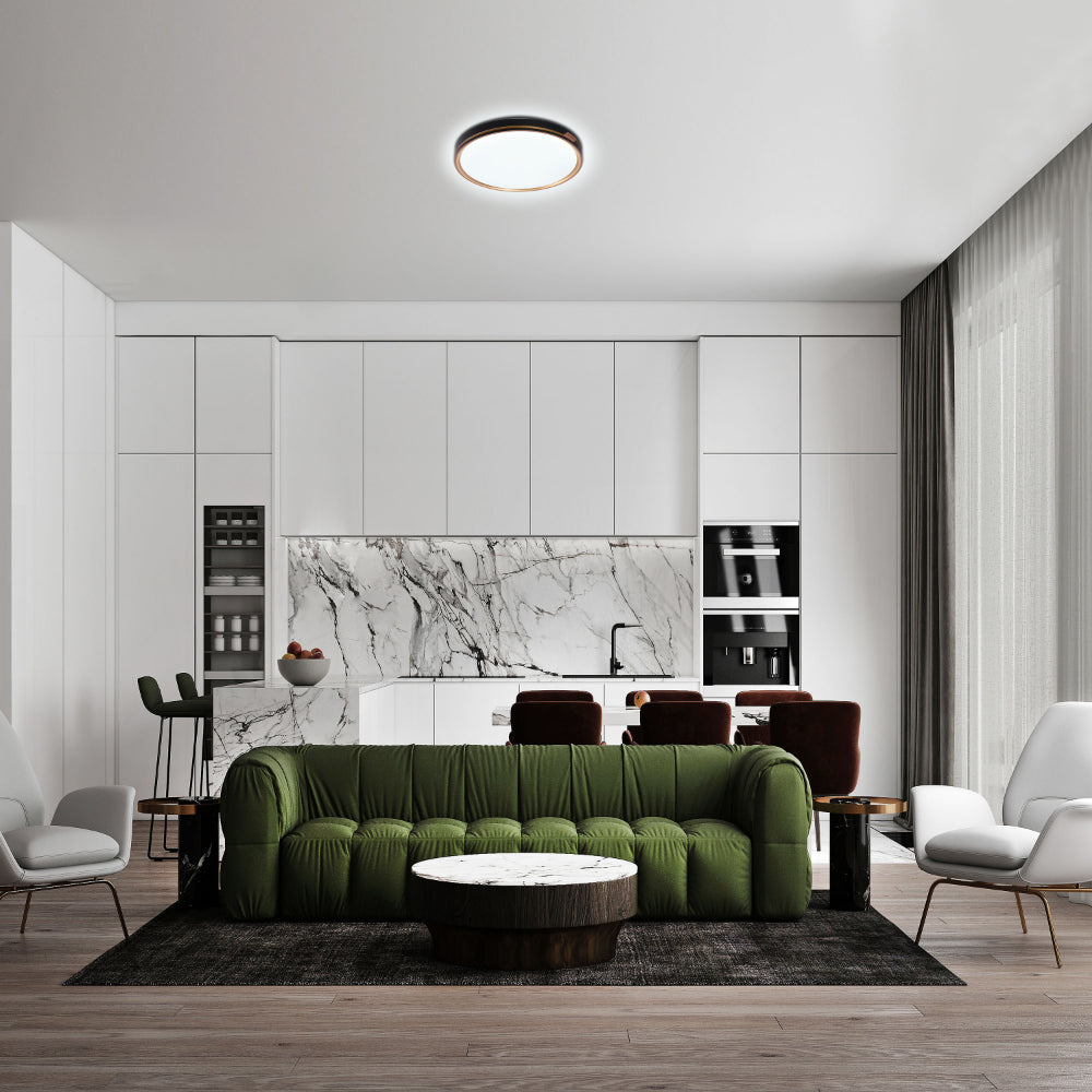 Modern Flush Ceiling Lights with Black Frame and Bronze/Copper Accents, LED Flush Ceiling Light, TEKLED 6