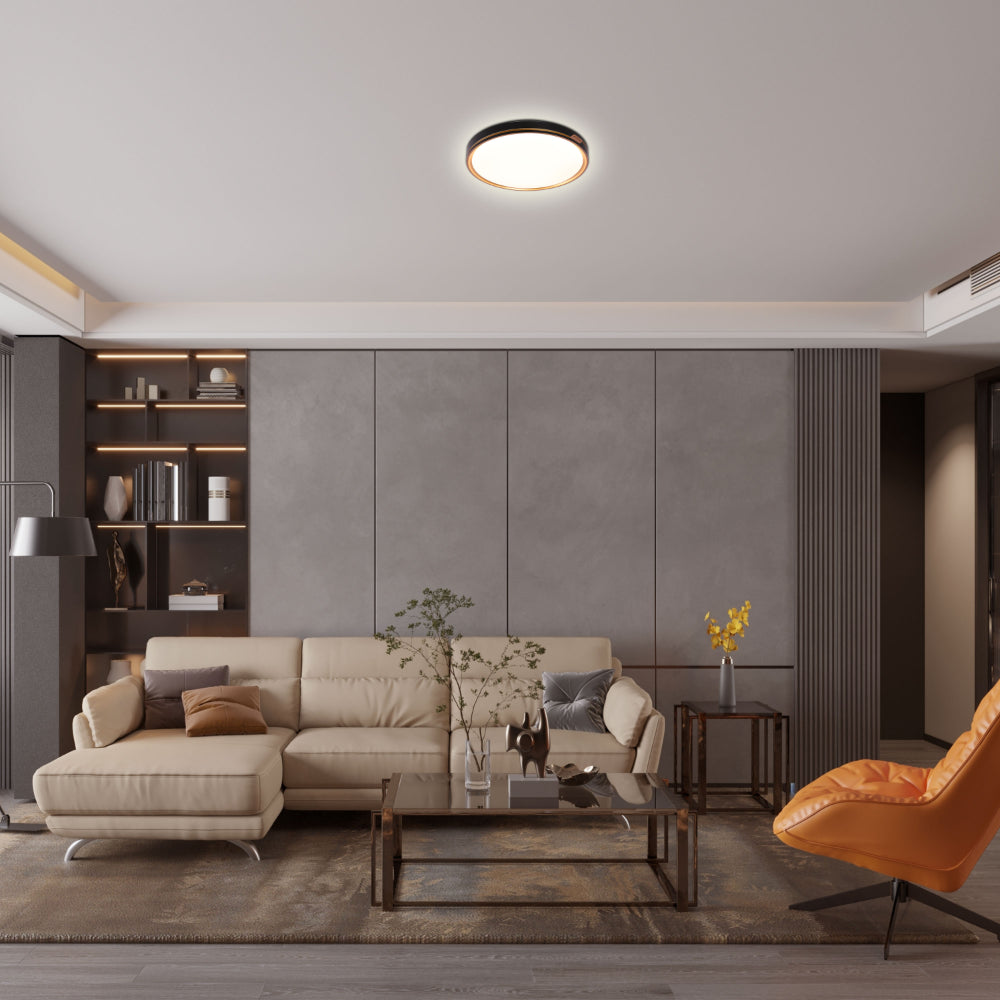 Modern Flush Ceiling Lights with Black Frame and Bronze/Copper Accents, LED Flush Ceiling Light, TEKLED 9