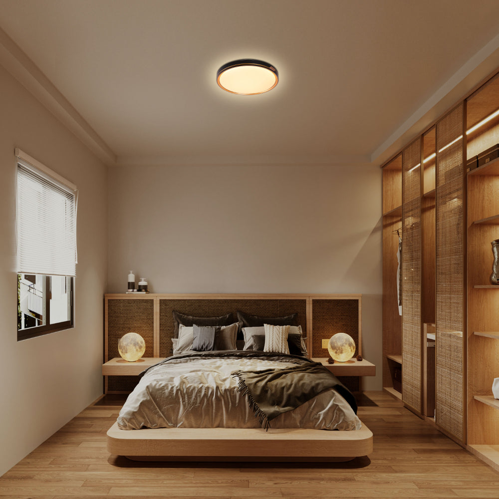 Modern Flush Ceiling Lights with Black Frame and Bronze/Copper Accents, LED Flush Ceiling Light, TEKLED 12