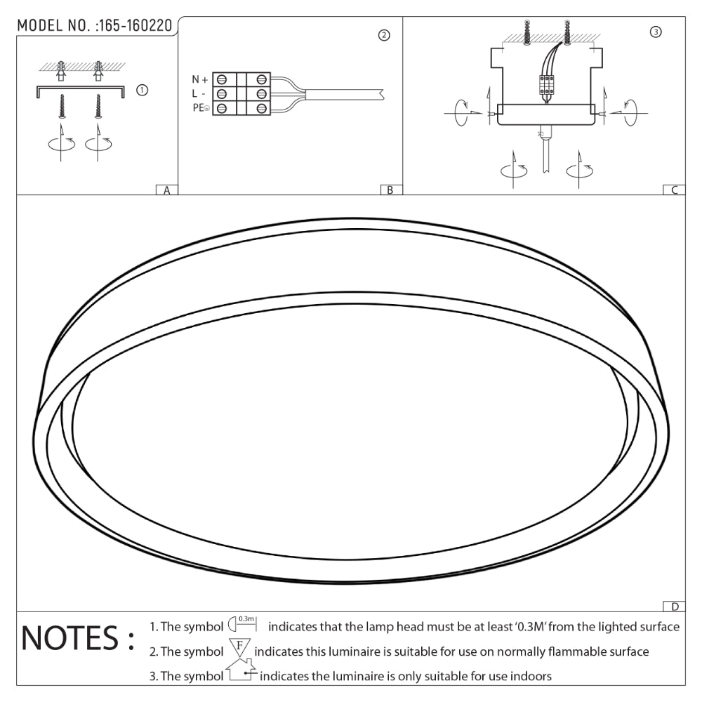 Modern Flush Mount Ceiling Light with Triple Light Diffusion, LED Flush Ceiling Light, TEKLED 16