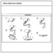 Installation steps for a recessed ceiling light. Diagram shows wiring, attaching a bulb, and fitting the light to the ceiling.