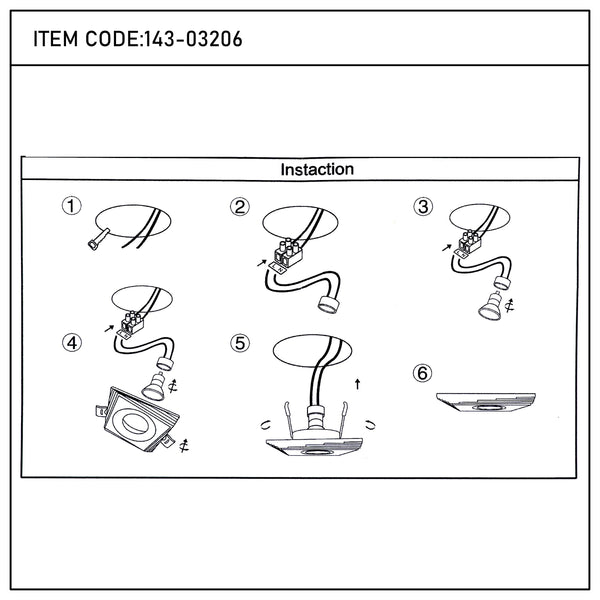 A step-by-step instruction guide showing how to install the light fixture from wire cut to mounted.