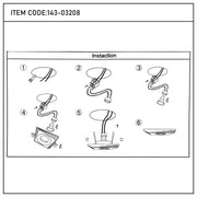 A diagram showing the installation steps for a ceiling light fixture. The light is modern, with a square or round design.