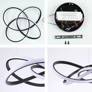 A modern LED ceiling light with black hoops, with an inner white light. It's energy-efficient and stylish.