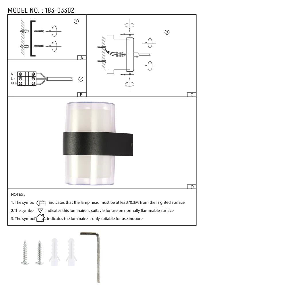 User manual for Modern LED Up and Down Wall Lamp-183-03302