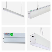 A contemporary LED linear pendant light with colour temperature switch. A sleek and modern lighting fixture for a stylish space.
