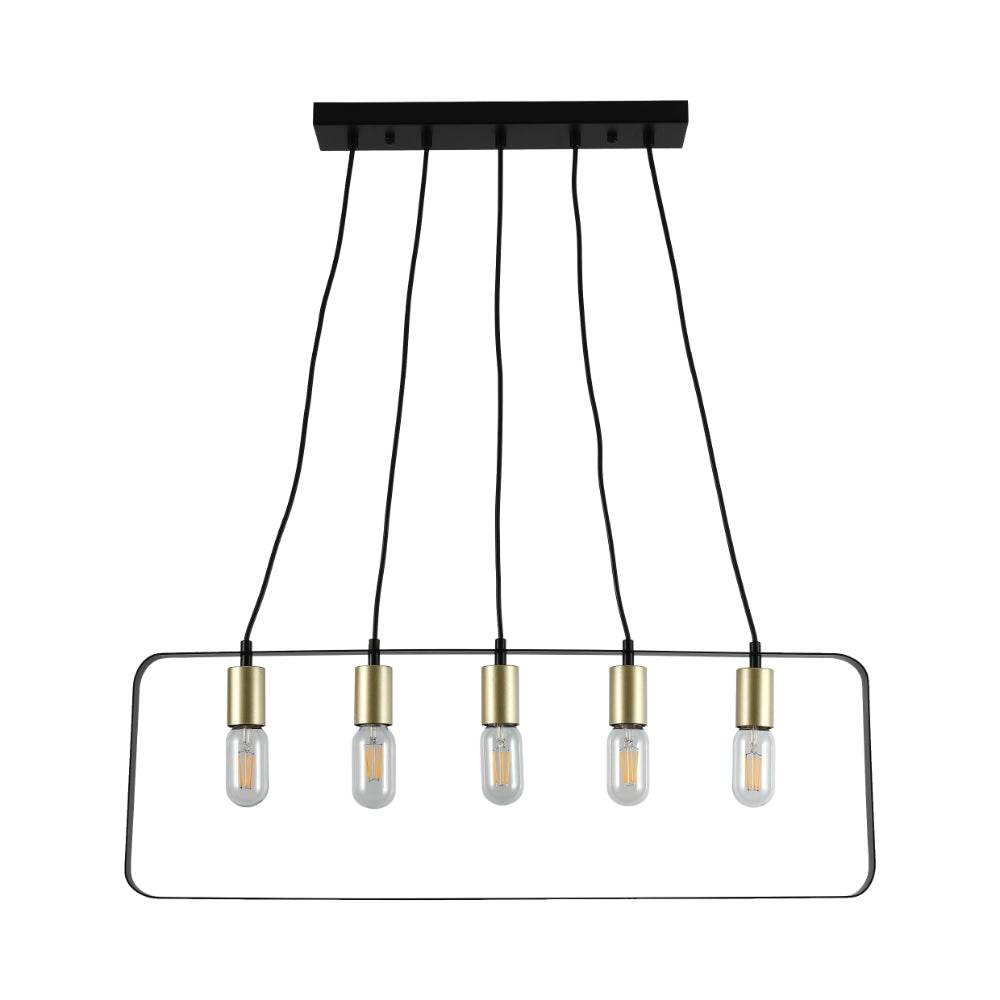 Modern Minimalist 2D Island Chandelier Light Black Gold E27x5 1