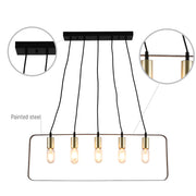 Modern Minimalist 2D Island Chandelier Light Black Gold E27x5 6