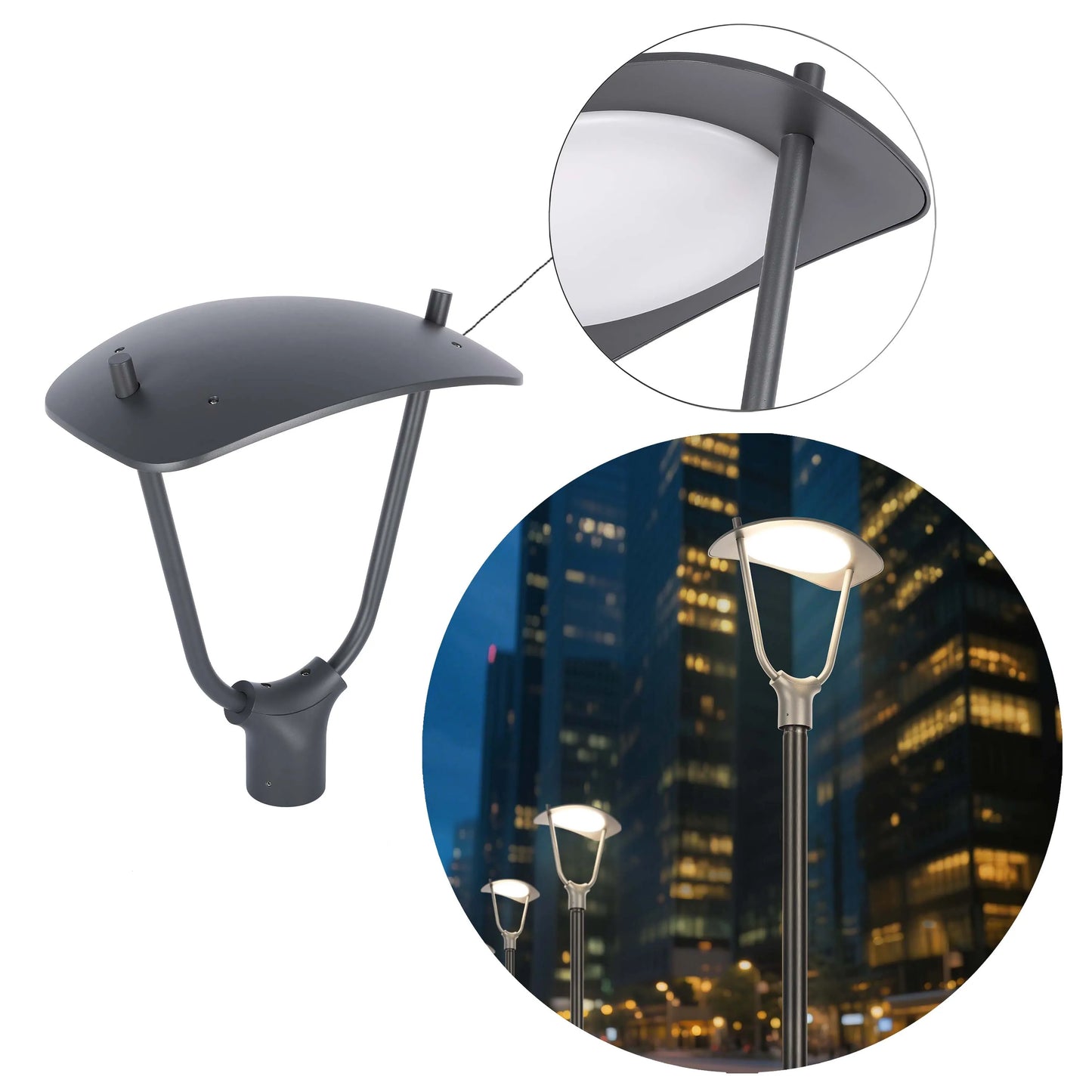 Modern Outdoor Post-Top Light - 40W - IP65 - Cool White