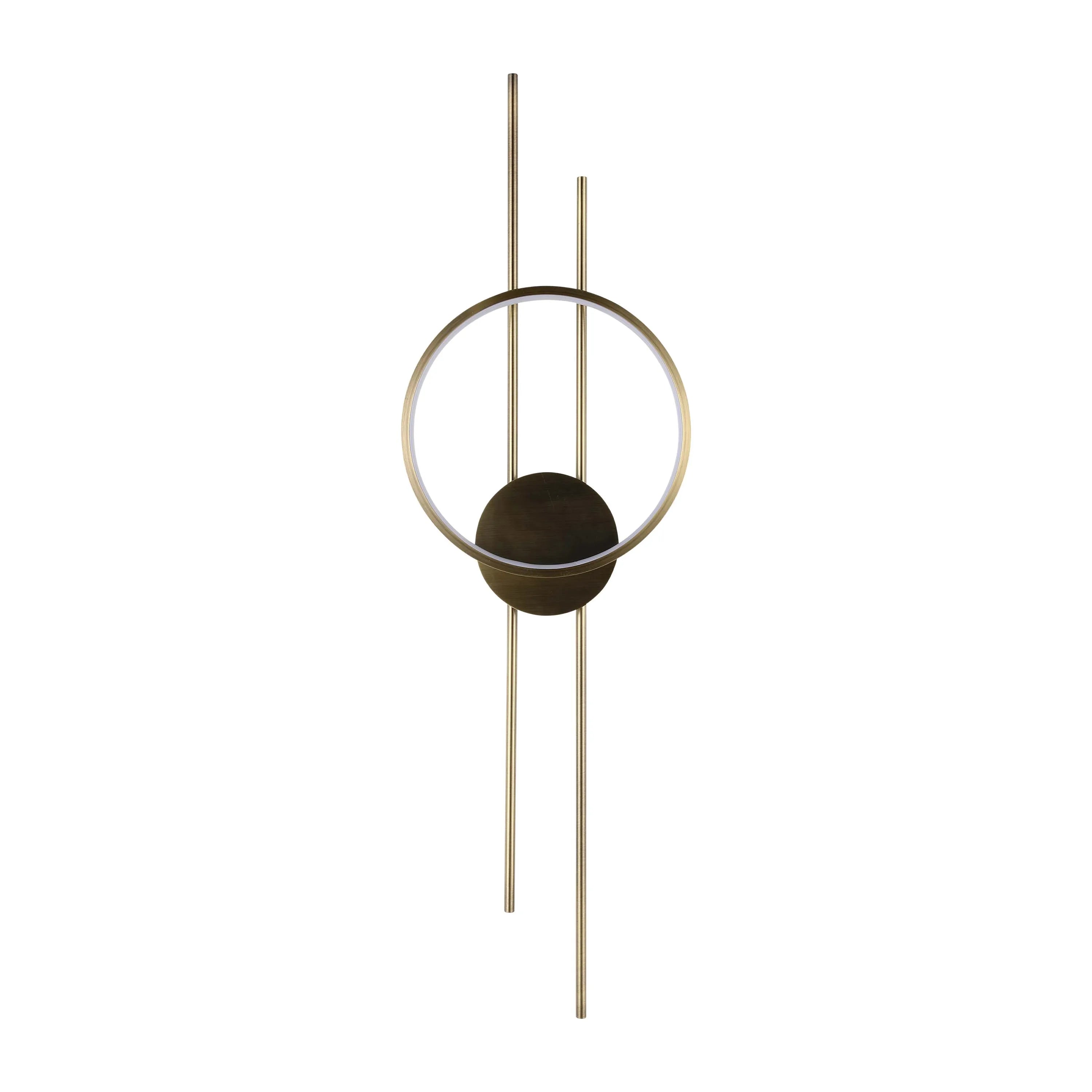 Modern Ring LED Wall Light with Vertical Rods - Metallic/Black | TEKLED