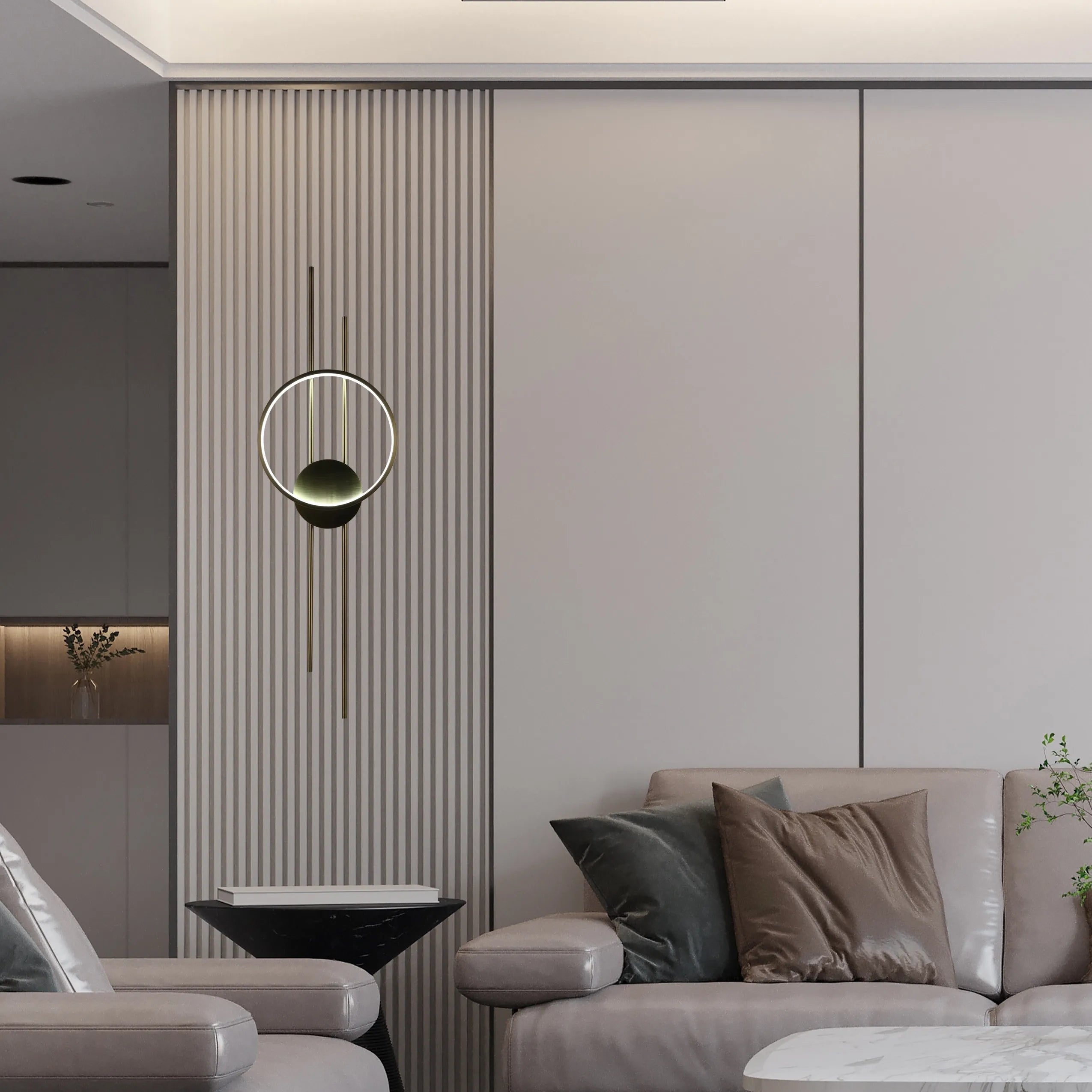 Modern Ring LED Wall Light with Vertical Rods