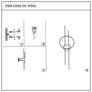 Installation diagram showing wall mount, wiring, and the assembled light fixture.