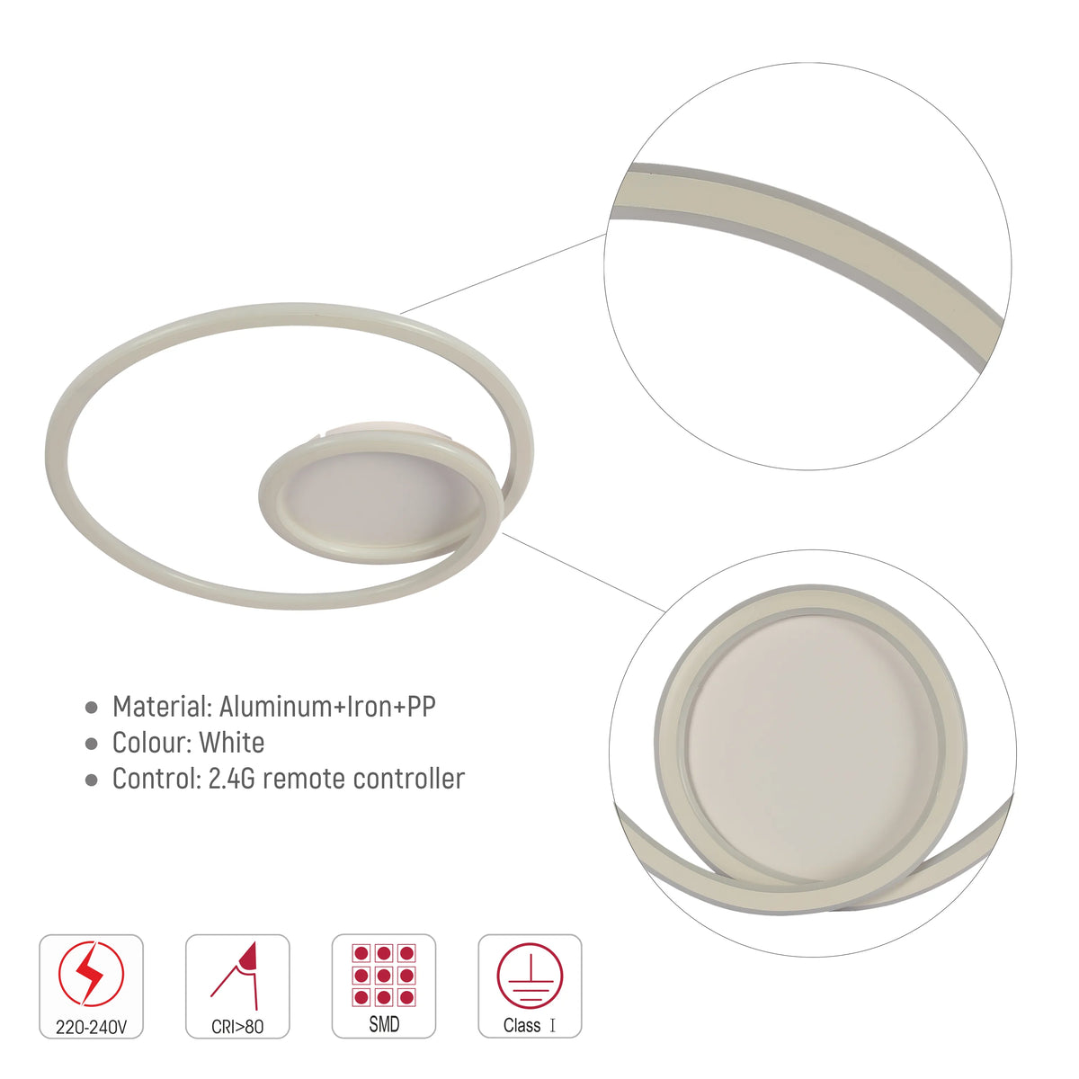 Modern Spiral LED Ceiling Light CCT Tunable and Dimmable with Remote 72W, LED Flush Ceiling Light, TEKLED