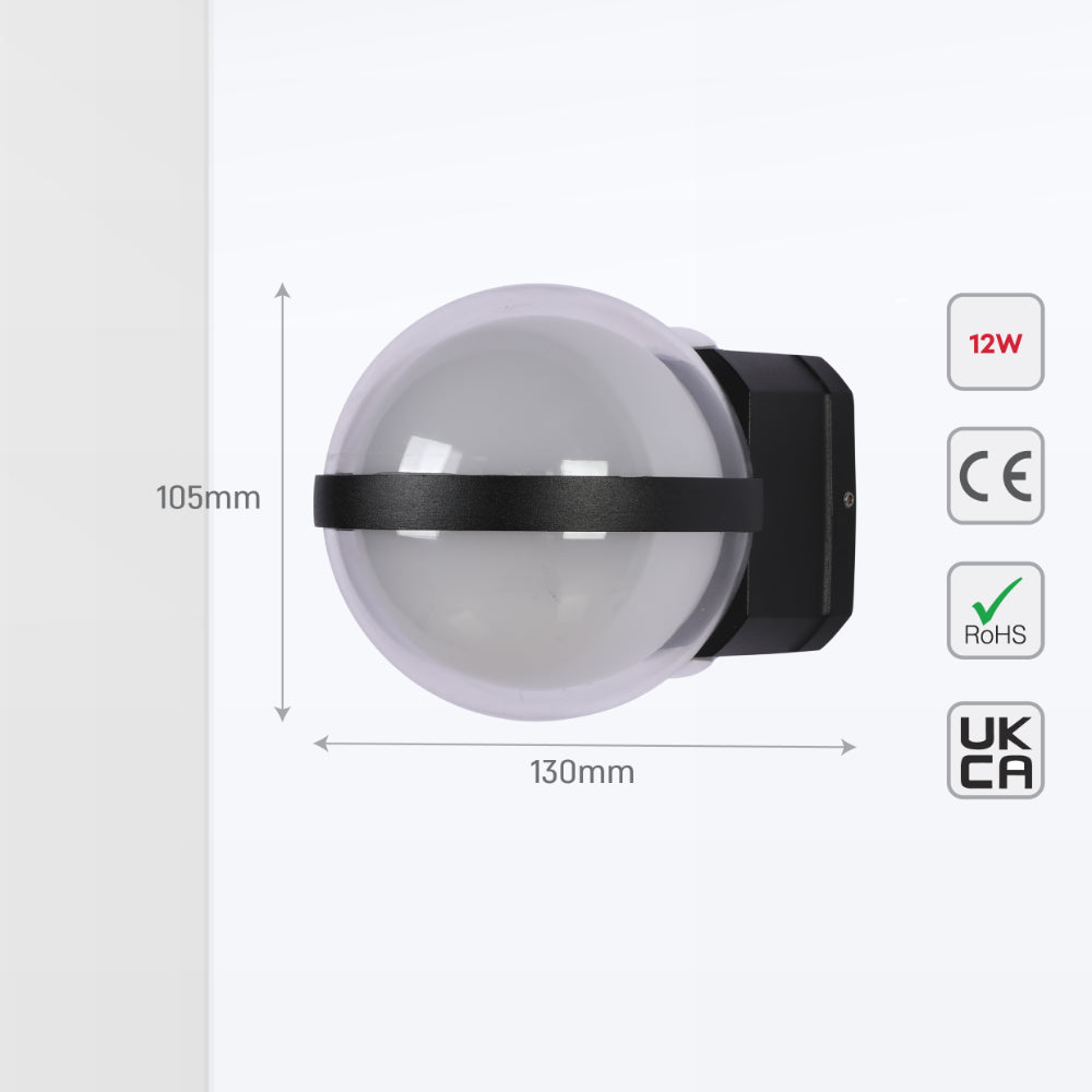 Modern Triple-source Up Down Decorative and Ball LED Wall Light Black 4000K 12W 5