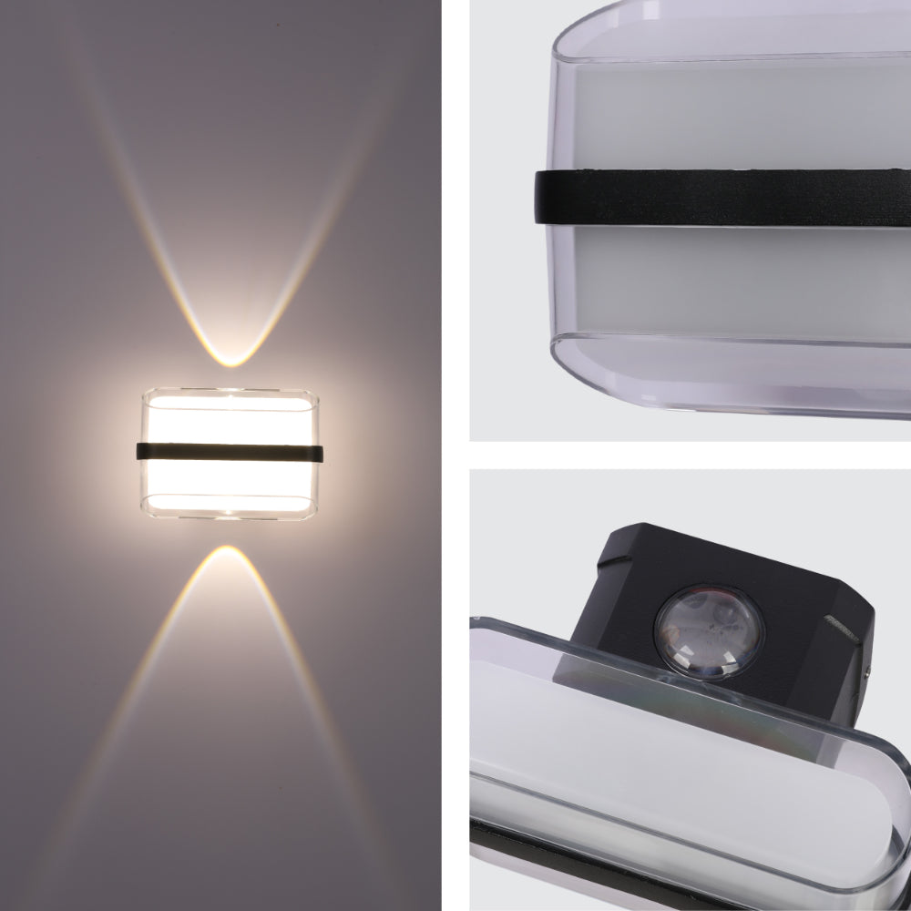 Modern Triple-source Up Down Decorative Band LED Wall Light Black 4000K 12W 7