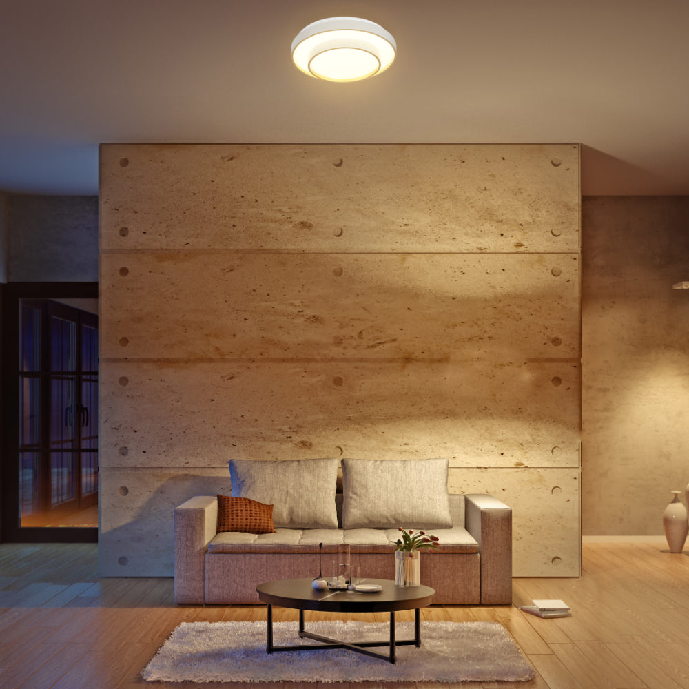 Remote Control Led Ceiling Light Modern Two-Layer LED Flush Mount Ceiling Light, Remote Control ...