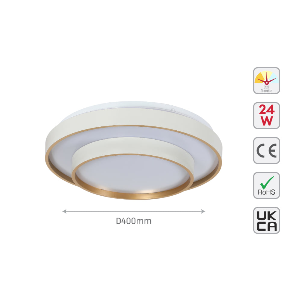 Modern Two-Layer LED Flush Mount Ceiling Light with Remote Control, LED Flush Ceiling Light, TEKLED 9