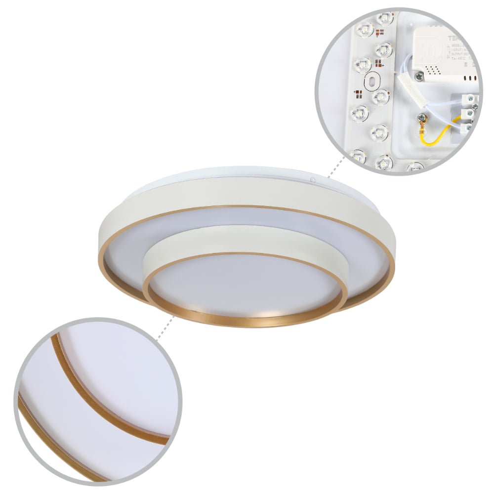 Modern Two-Layer LED Flush Mount Ceiling Light with Remote Control, LED Flush Ceiling Light, TEKLED 11