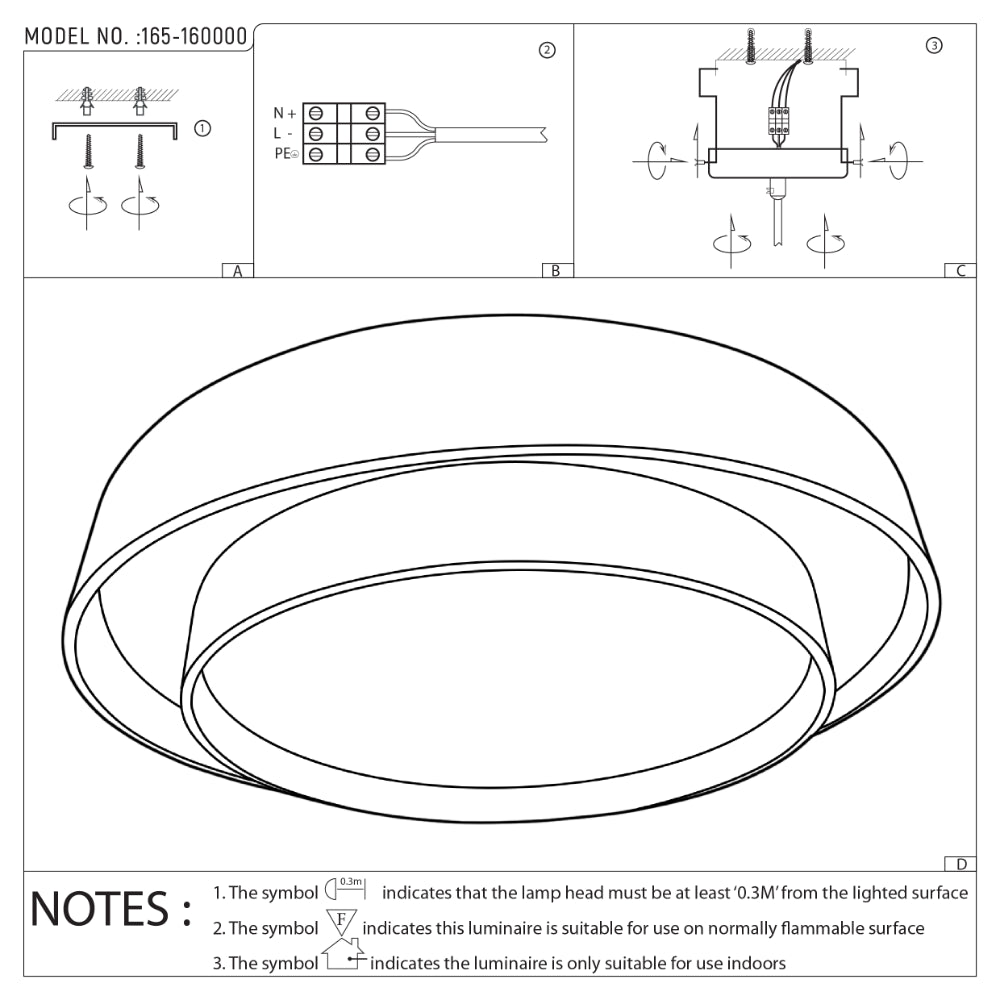 Modern Two-Layer LED Flush Mount Ceiling Light with Remote Control, LED Flush Ceiling Light, TEKLED 15