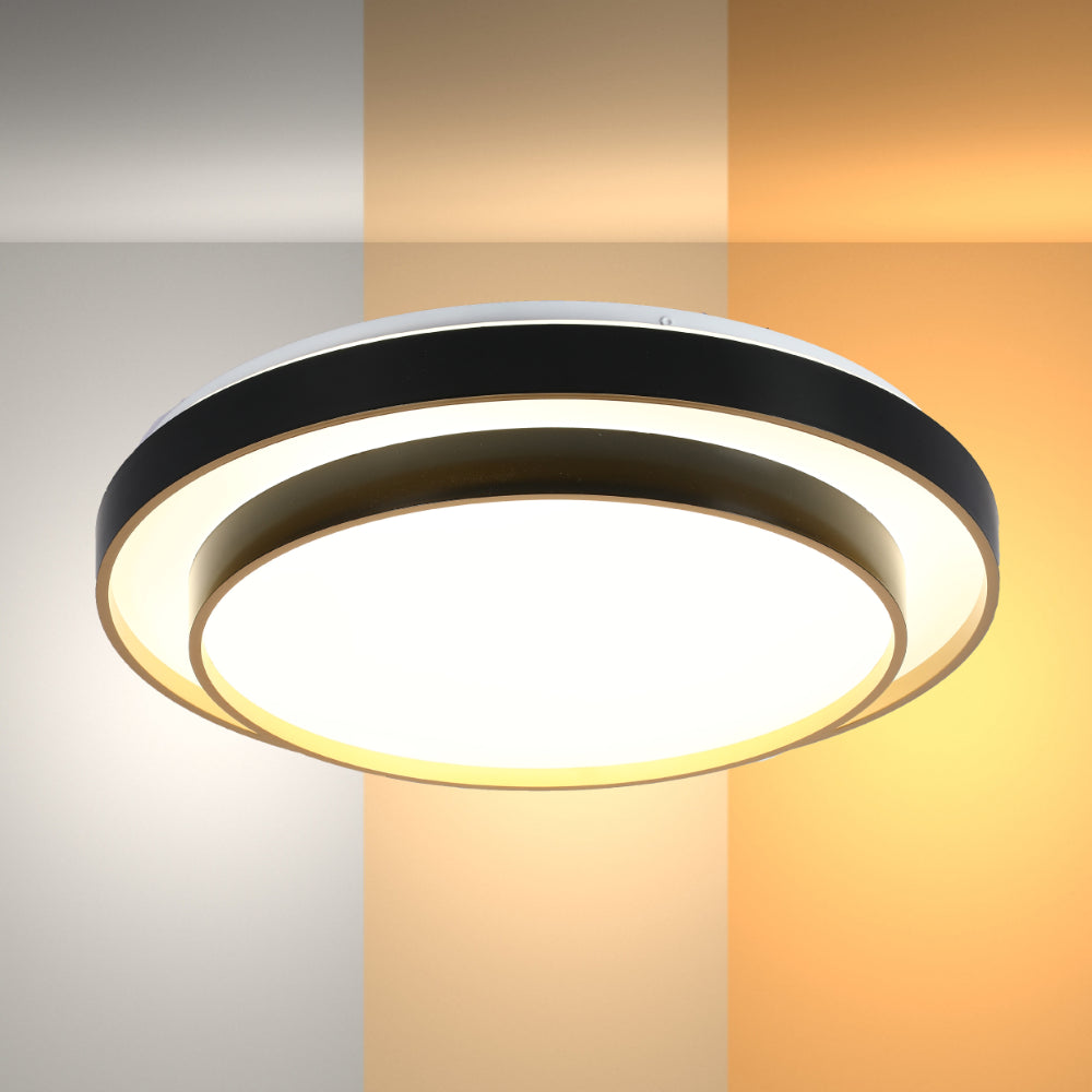 Modern Two-Layer LED Flush Mount Ceiling Light with Remote Control, LED Flush Ceiling Light, TEKLED 2