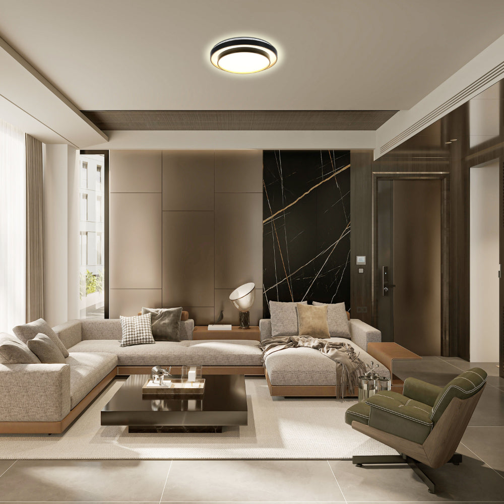 Modern Two-Layer LED Flush Mount Ceiling Light with Remote Control, LED Flush Ceiling Light, TEKLED 6