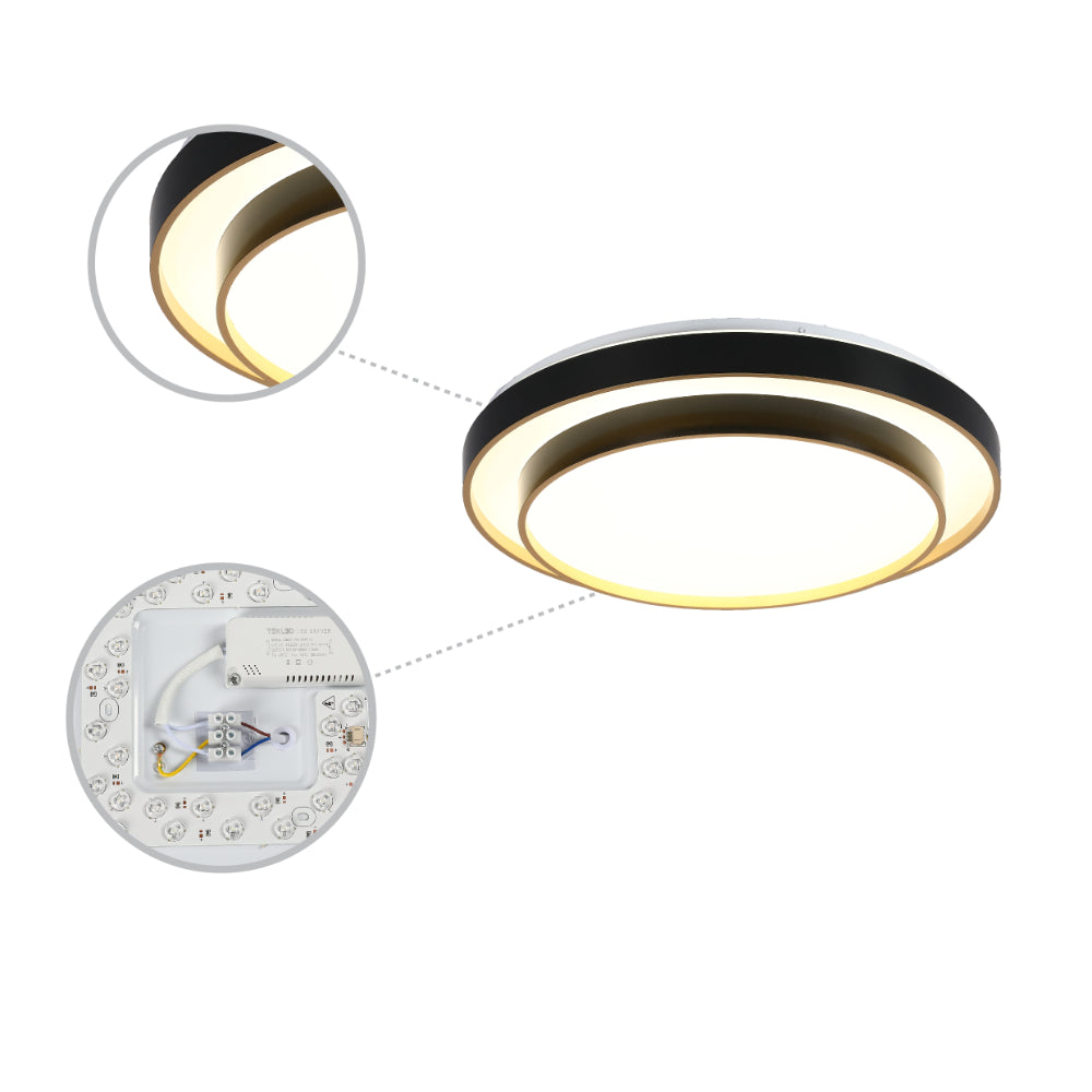 Modern Two-Layer LED Flush Mount Ceiling Light with Remote Control, LED Flush Ceiling Light, TEKLED 12