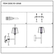 An installation diagram for a wall-mounted light with a cylindrical shade. The diagram shows wiring and mounting steps.