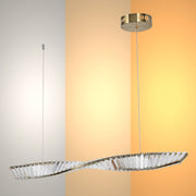 Modern Wave Chandelier with Crystal Accents and Antique Brass Finish, Modern Ceiling Light, TEKLED 1