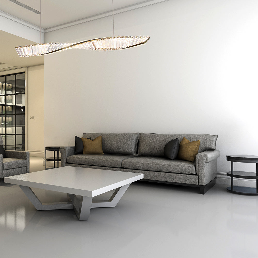 Elegant Modern Wave Chandelier | Crystal Accents | Antique Brass Finish ...