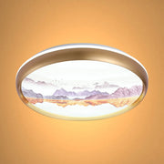 Flush Ceiling Light TEKLED Mountain Glow Artistic Flush Ceiling Light with Gold Rim, 24W LED-Default Title-165-160350