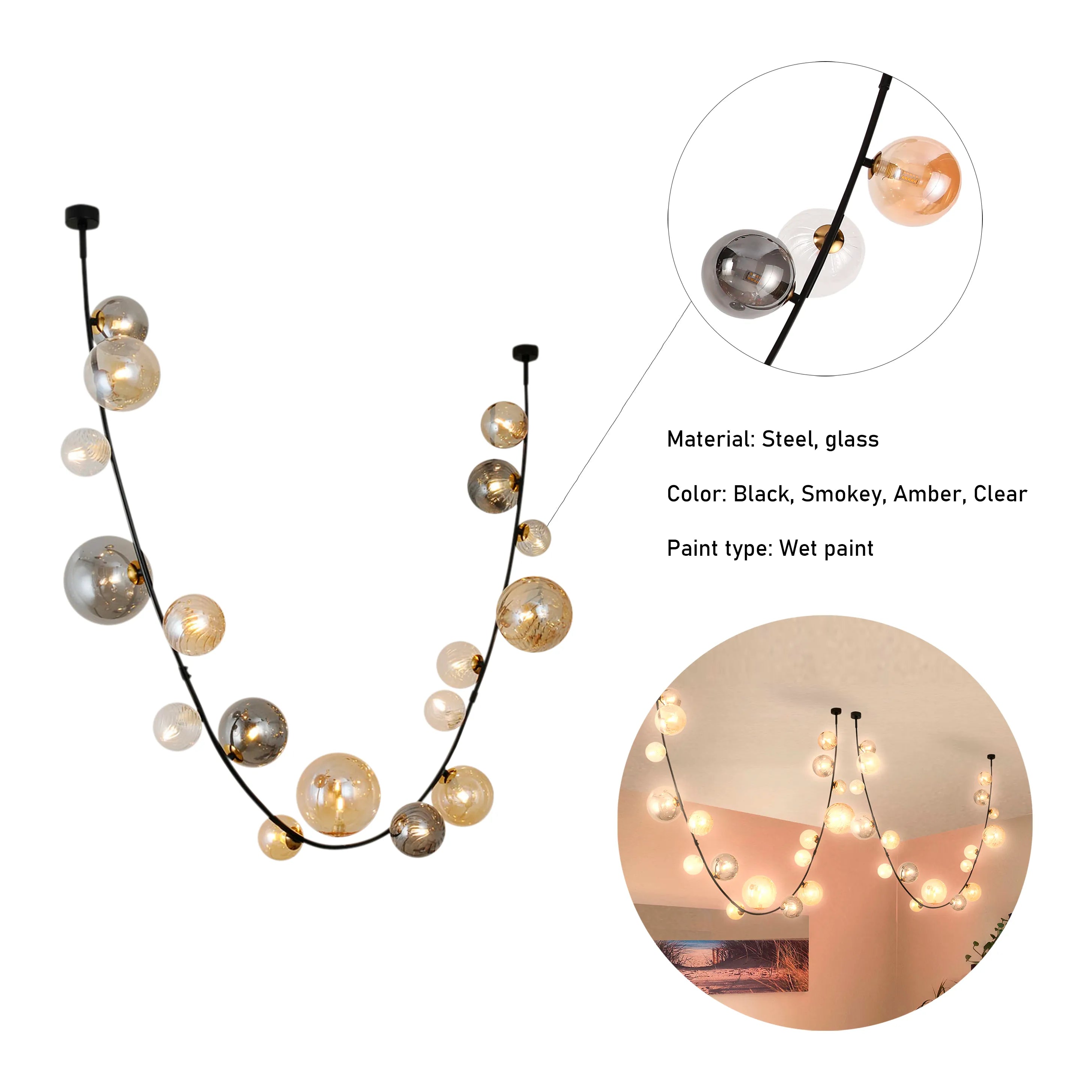 Dimmable Multi-Glass Globe Branch Pendant Light G9