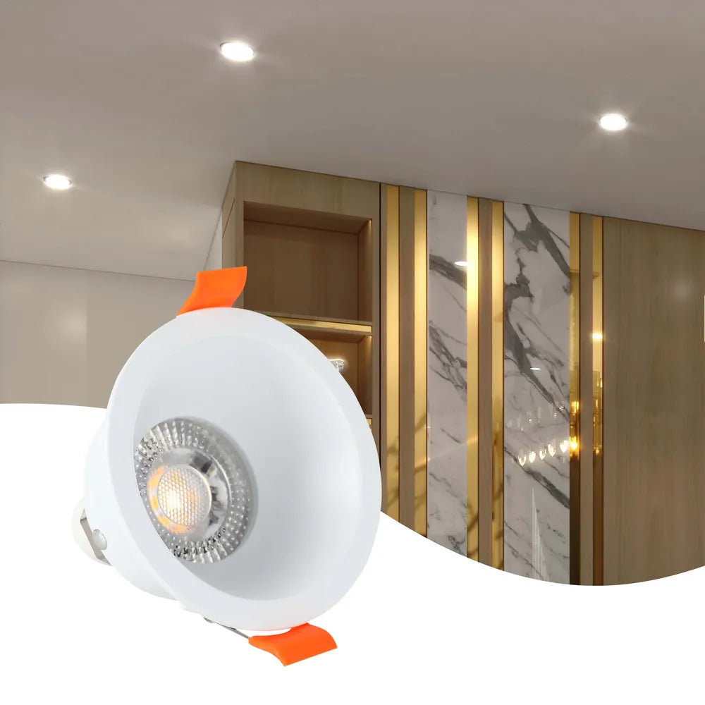 Sleek GU10 downlight fixture illuminating a modern kitchen, enhancing minimalist decor with its low-glare, refined design.143-03997