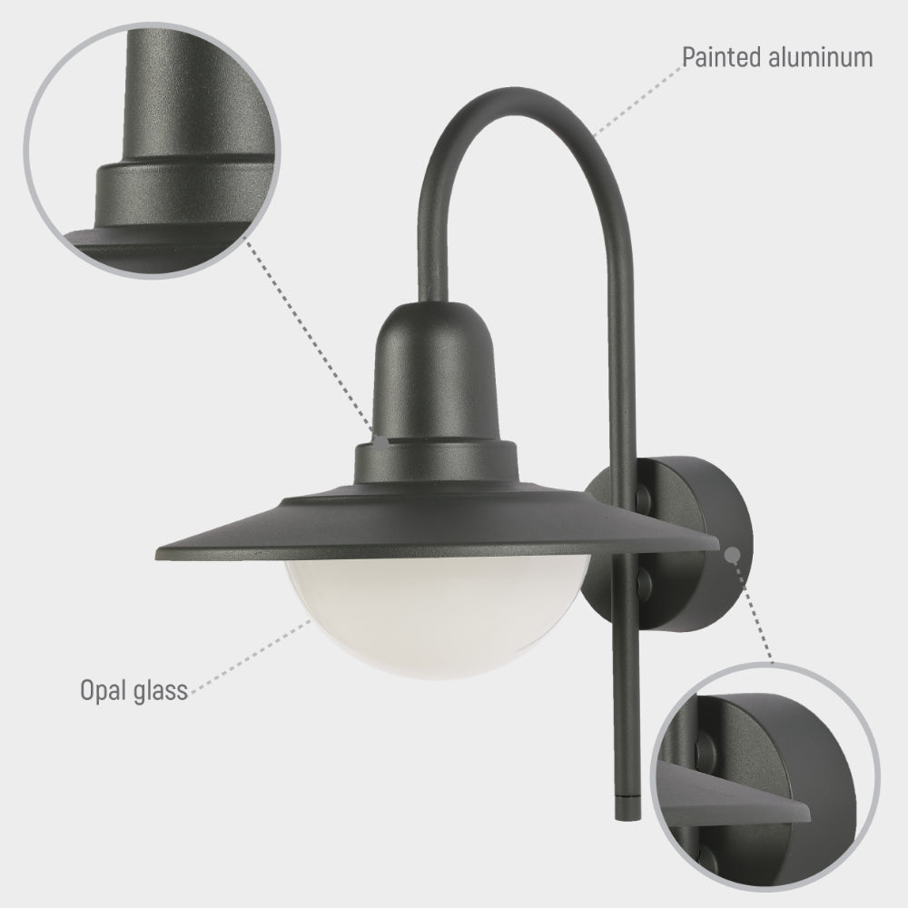 Norman Outdoor Lantern Wall Light E27 Dark Grey 6