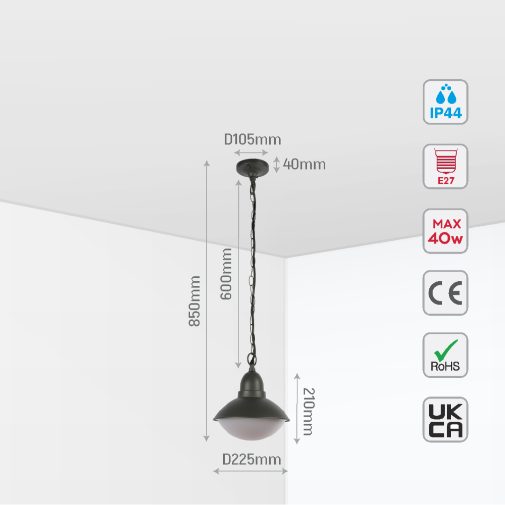 Norman Outdoor Pendant Lamp E27 Dark Grey 5