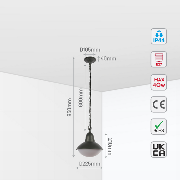 Norman Outdoor Pendant Lamp E27 Dark Grey 5