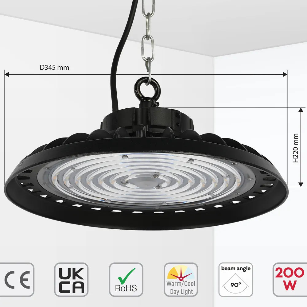 Size and technical specs of the Nova High Bay LED Light with Reflector Options-230-03051