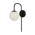 Opal Globe Glass Cane Metal Downward Wall Light Black