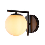 Main image of Opal Globe Glass Black L Shape Metal Wall Light with E27 Fitting | TEKLED 151-19942