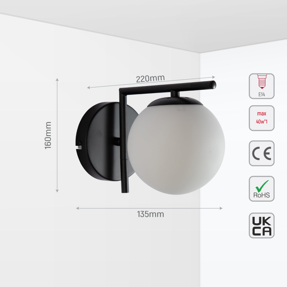 Size image for Black Wall light 151-19942