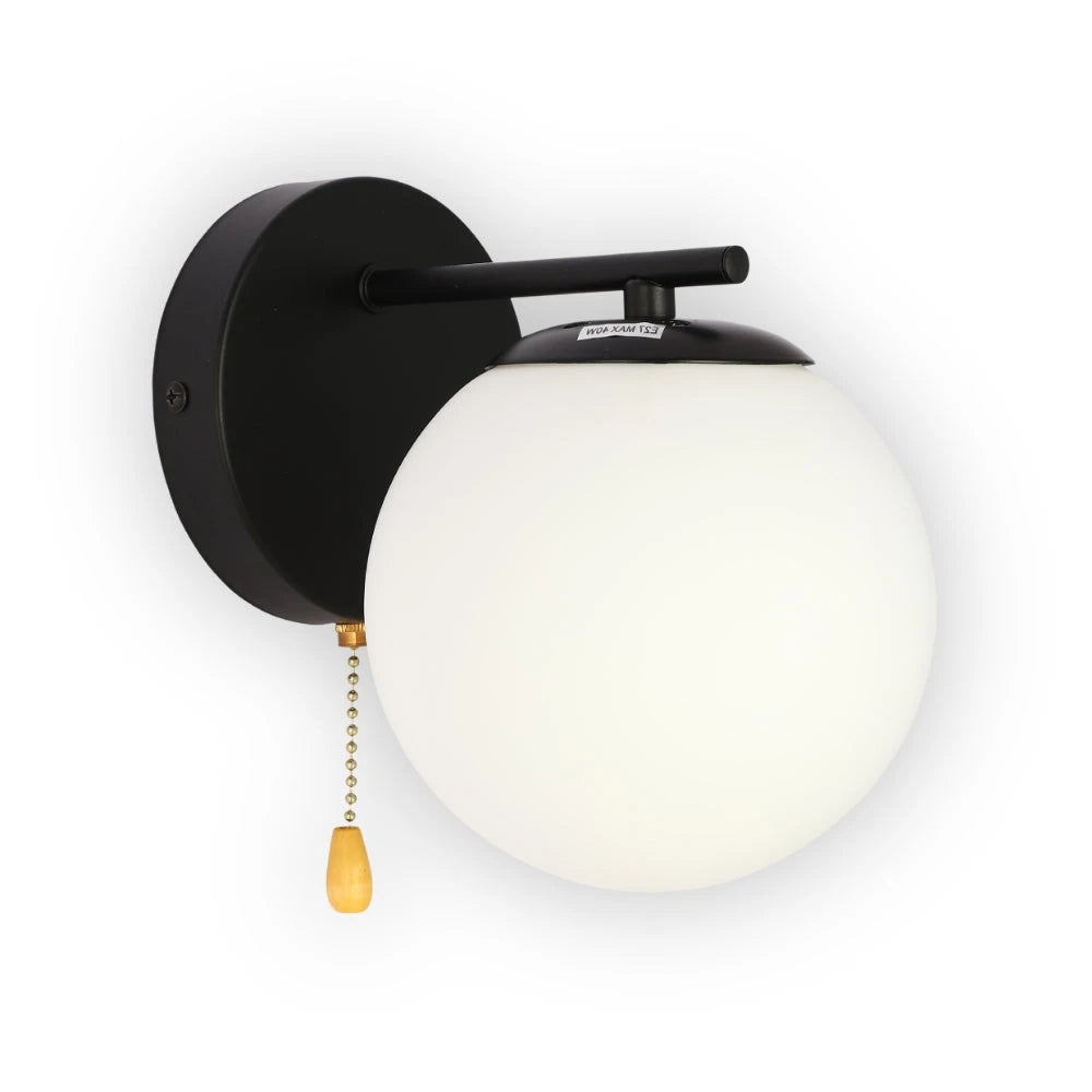 Opal Globe Glass Vintage Retro Stylish Wall Light with Pull Down Switch 2