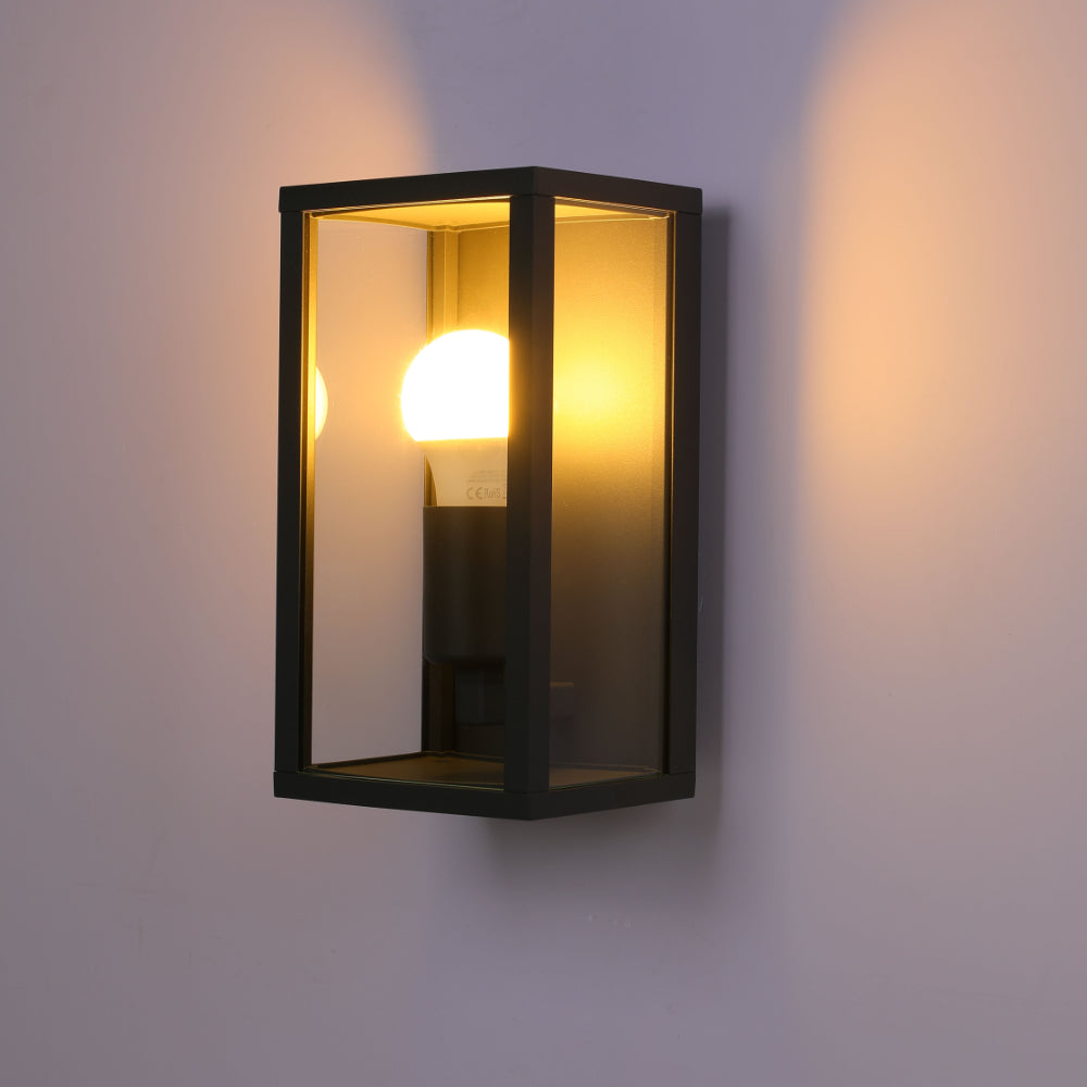 Oxford Box Outdoor Lantern Wall Light  E27 Dark Grey 4