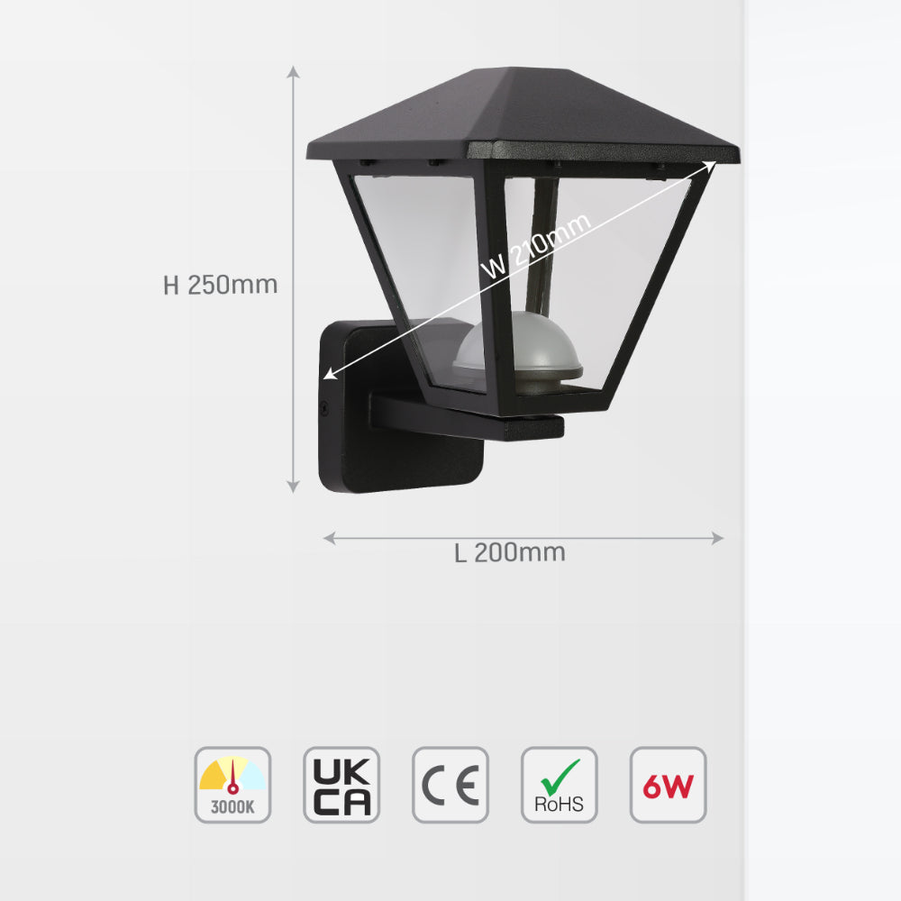 Paravento LED Outdoor Lantern Wall Light 6W Black 3000K 9