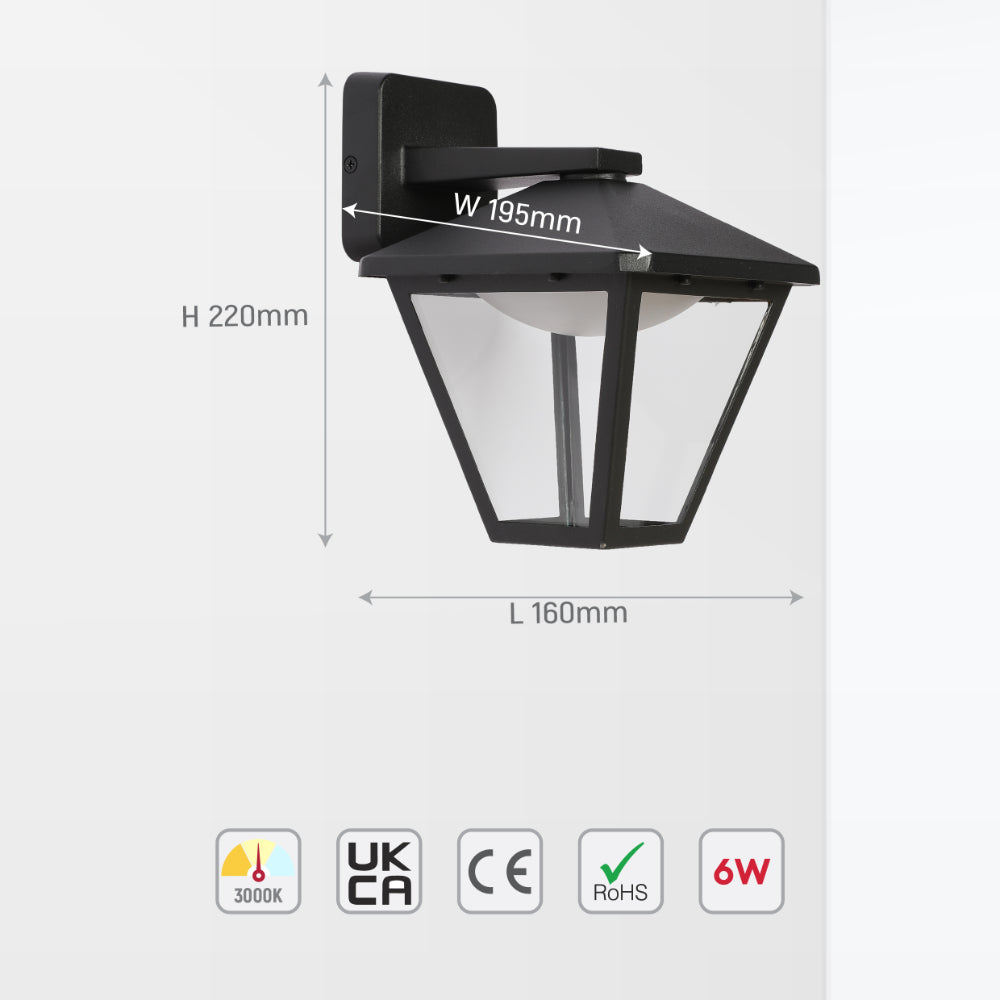 Paravento LED Outdoor Lantern Wall Light 6W Black 3000K 10