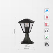 Paravento Outdoor Pedestal Pillar Lantern Light E27 Black 5
