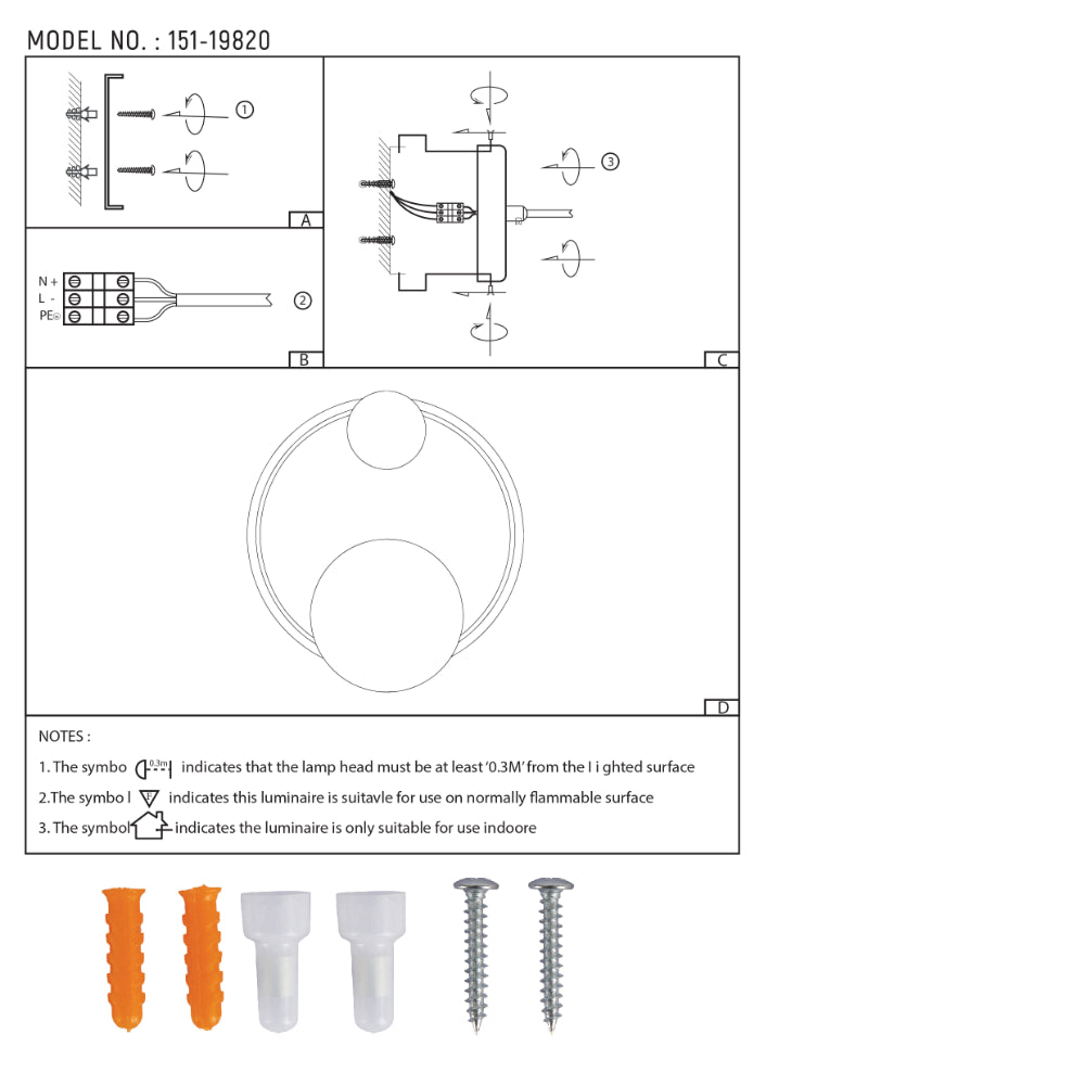 Phobos and Deimos LED Wall Light Black White 3000K 18W 8