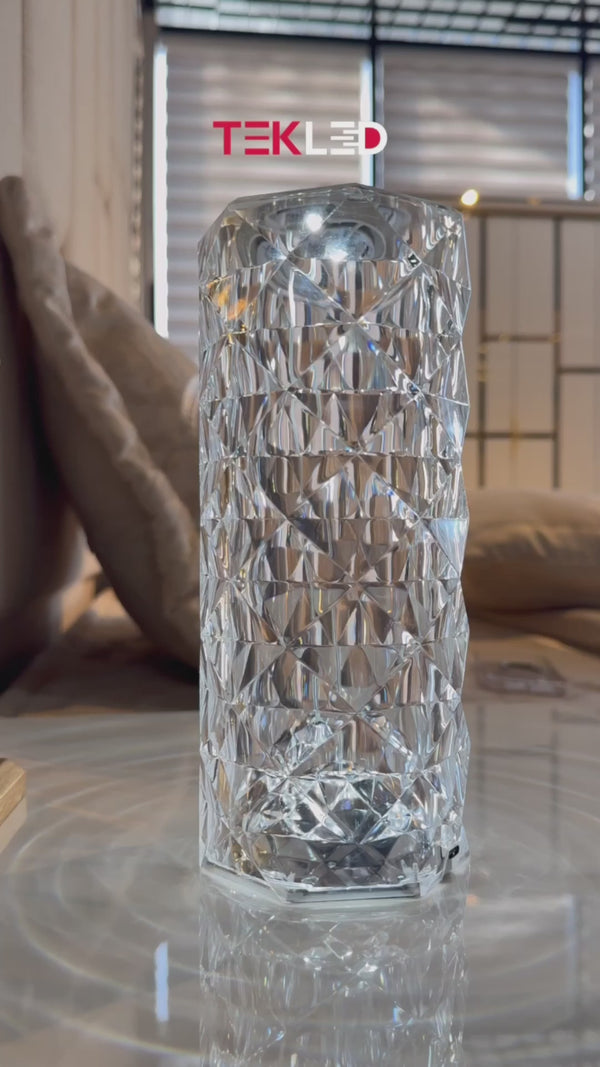 Crystal Beam Rechargeable Cylinder Table Lamp | Bedside Lamp