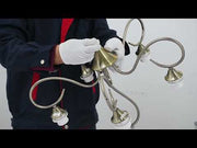 Antique Brass Arm Grey Cylinder Shaded Candle Vintage Chandelier Ceiling Light E27 Fittings