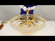 Gold Antique Brass Metal and Crystal Chandelier Ceiling Light E14 Small or Large