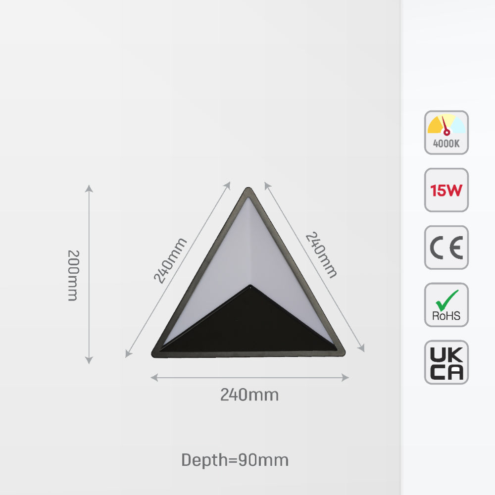 Pyramid Modern Plastic LED Outdoor Wall Light 15W Cool White | TEKLED