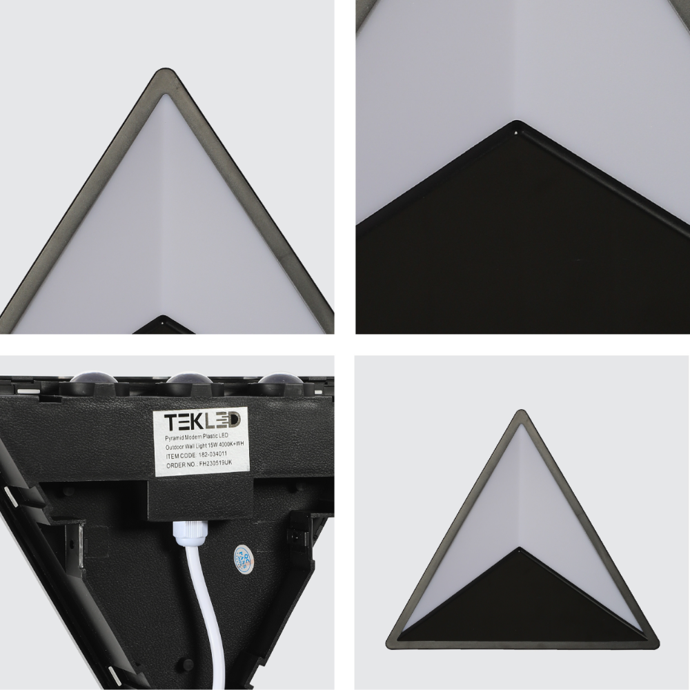 Pyramid Modern Plastic LED Outdoor Wall Light 15W Cool White